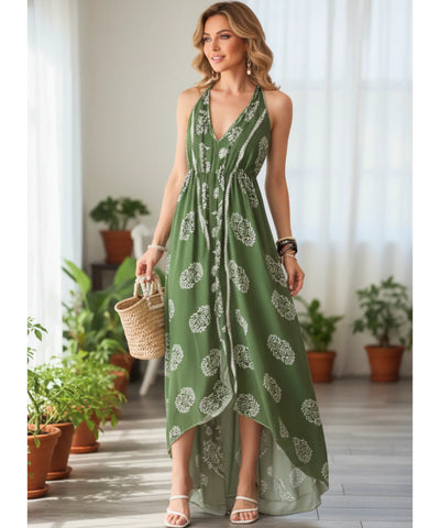 Comprar vestido indiano longo feminino estampado viscose frente única casual verão promoção barato ZARA