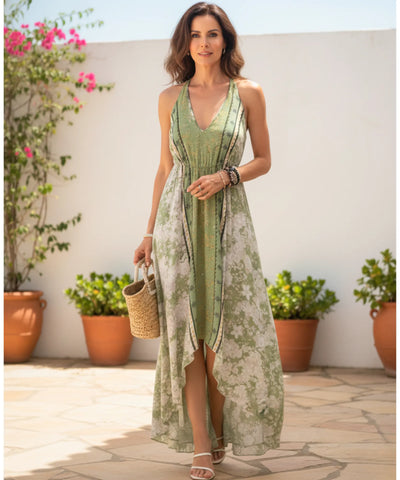 Vestido Indiano Longo Feminino Estampado Boho Casual | Acque