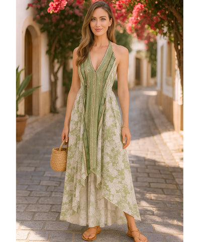 Vestido Indiano Longo Feminino Estampado Boho Casual | Acque
