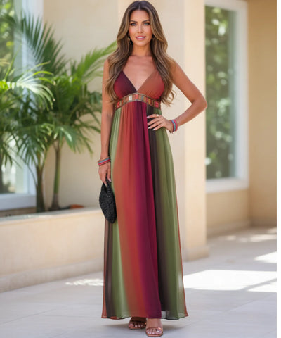 Comprar vestido longo boho alças finas decote V elegante feminino barato promoção ZARA