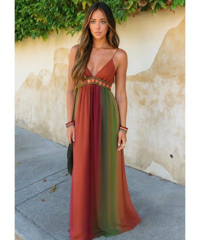 Vestido Longo Boho Alças Finas Elegante Verão | Anaí