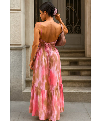 Comprar Vestido Longo Boho Elegante para Casamento de Dia Indiano em promoção Rosa - Anellimn
