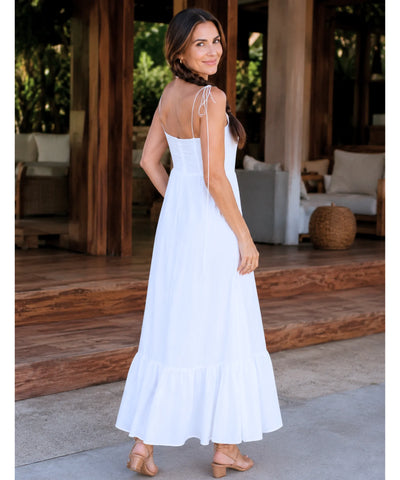 Comprar vestido longo branco em promoção Anellimn