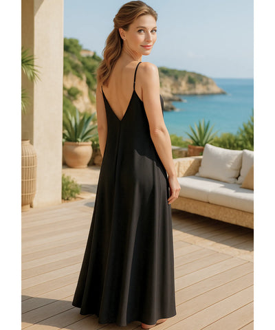 Vestido Longo Chemise Alças Finas Feminino Elegante | Deni