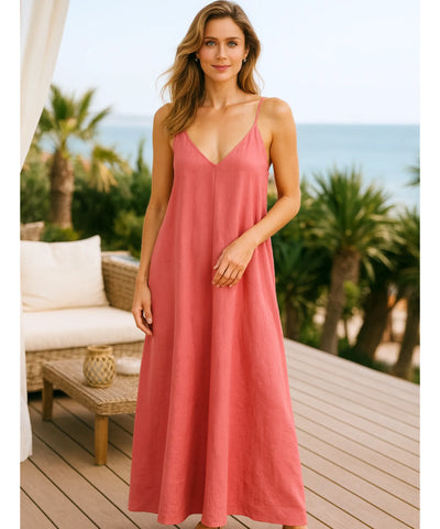 Vestido Longo Chemise Alças Finas Feminino Elegante | Deni