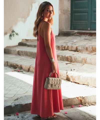 Vestido Longo Chemise Alças Finas Feminino Elegante | Deni