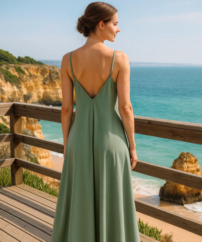 Vestido Longo Chemise Alças Finas Feminino Elegante | Deni
