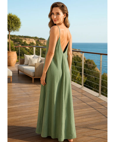 Vestido Longo Chemise Alças Finas Feminino Elegante | Deni