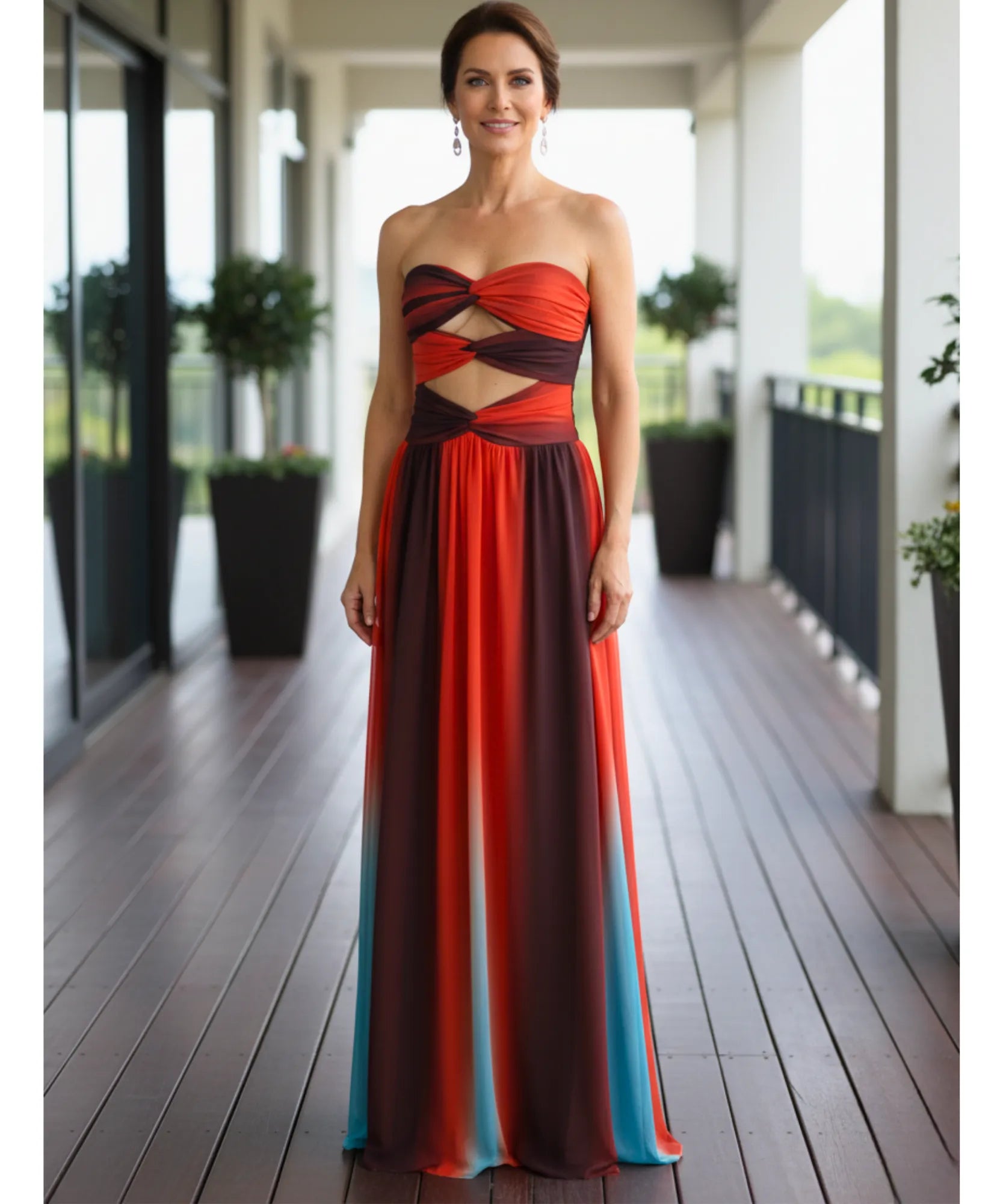 Comprar vestido longo elegante colorido listrado feminino festa casamento formatura barato promoção ZARA