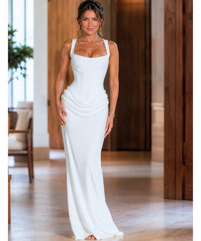 Comprar vestido longo feminino sem manga em promoção Anellimn