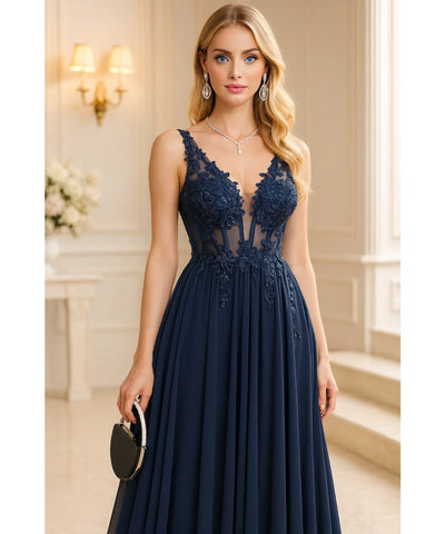Vestido Longo de Festa com Renda Elegante para Madrinhas | Zila