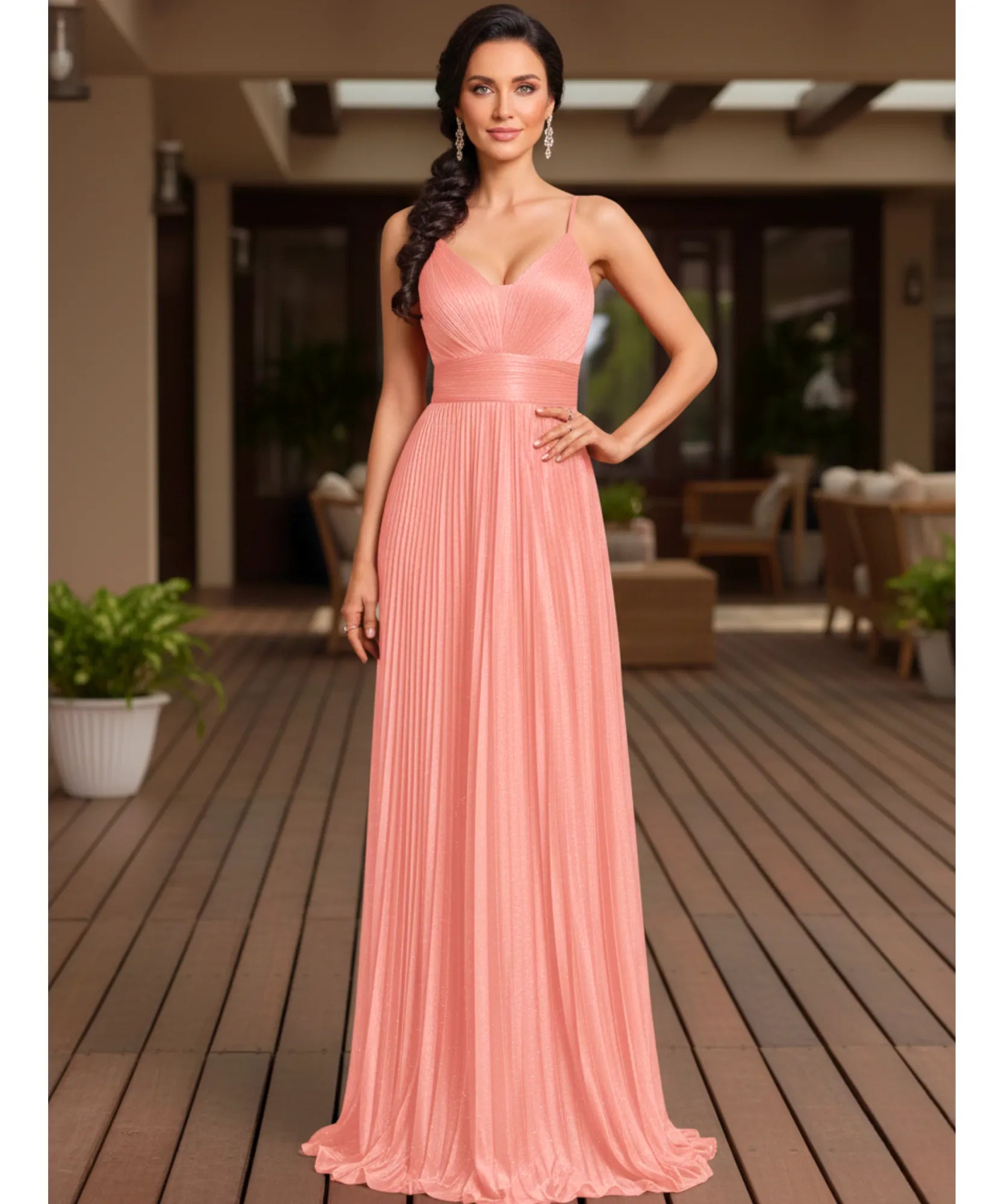 Comprar vestido longo de festa verde oliva madrinha casamentos e formatura em promoção LADY DRESS
