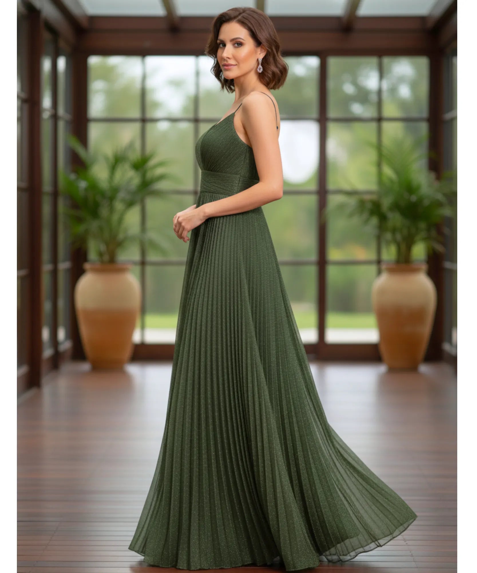 Comprar vestido longo de festa verde oliva madrinha casamentos e formatura em promoção LADY DRESS