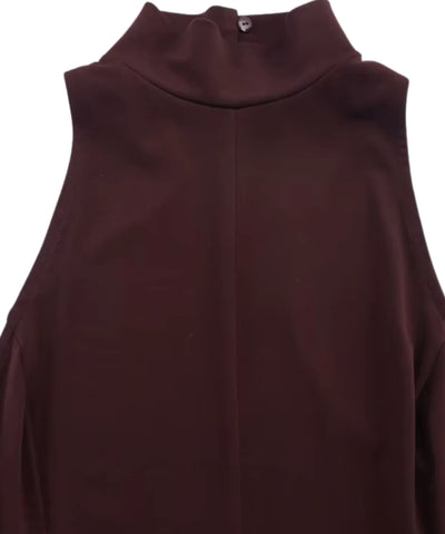 Comprar vestido longo de malha com detalhe da gola alta marsala barato Anellimn