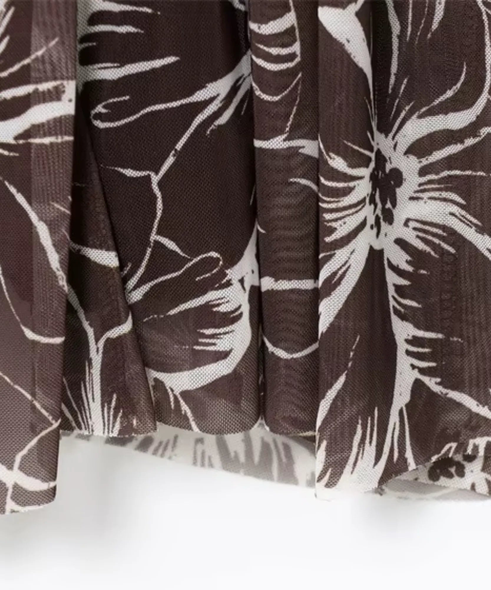 Comprar vestido longo de tule estampado floral detalhe da barra marrom em promoção Anellimn