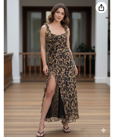 Comprar Vestido Longo Elegante Estampado Animal Print em promoção ZARA