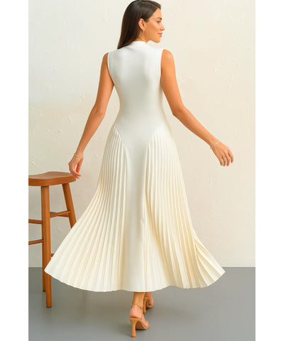 Vestido Longo Elegante Plissado com Gola Alta casamento civil barato em promoção ZARA
