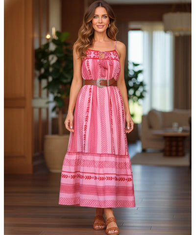 Comprar vestido longo estampado étnico boho alças finas crochê feminino barato promoção ZARA
