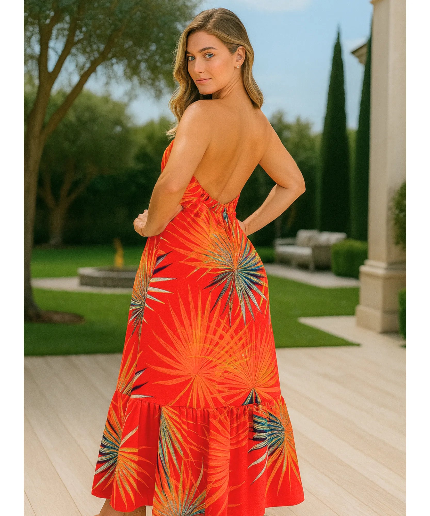 Comprar vestido longo estampado feminino frente única floral crepe twill verão festa elegante promoção ZARA

