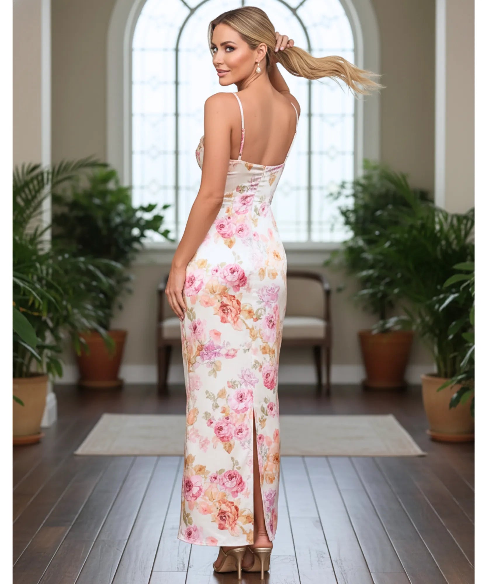 Comprar vestido longo estampado floral alcinha decote coração festa romântico feminino barato promoção ZARA