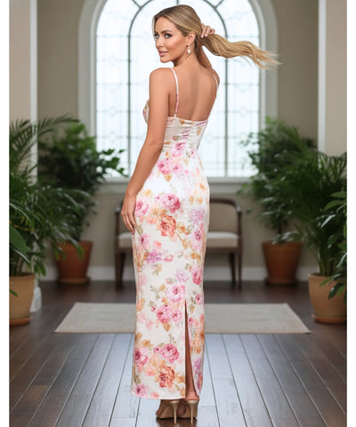 Comprar vestido longo estampado floral alcinha decote coração festa romântico feminino barato promoção ZARA