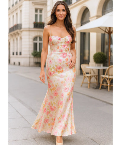 Vestido Longo Estampado Floral Alcinha Festa | Ada