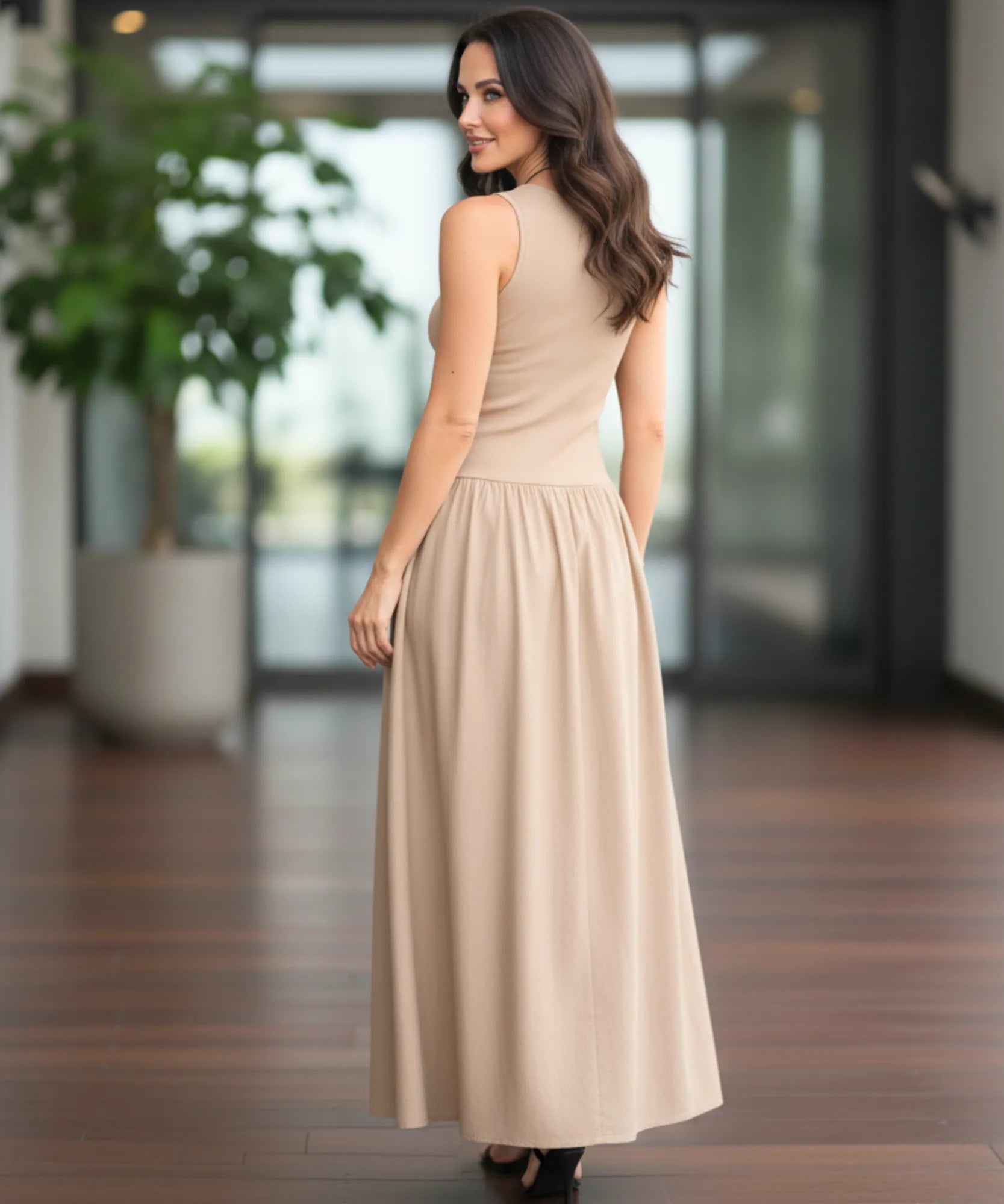 Comprar vestido longo feminino canelado elegante casual básico versátil barato em promoção ZARA