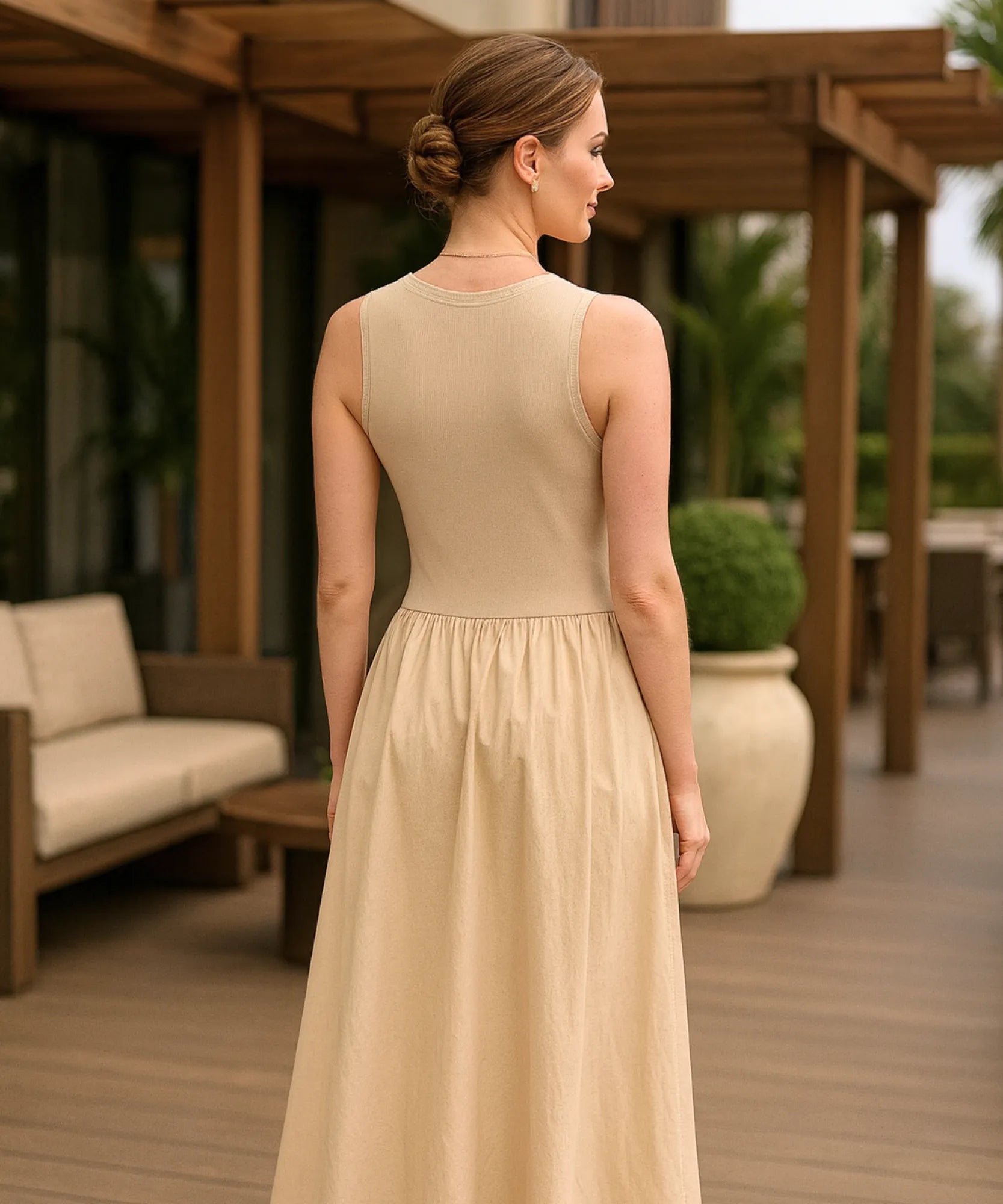 Comprar vestido longo feminino canelado elegante casual básico versátil barato em promoção ZARA
