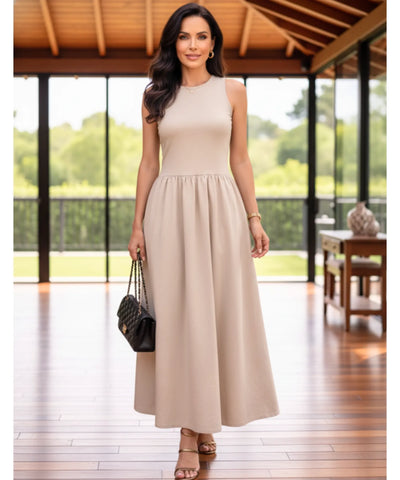 Comprar vestido longo feminino canelado elegante casual básico versátil barato em promoção ZARA