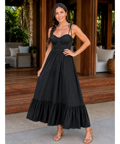 Comprar vestido longo feminino dia a dia preto Anellimn
