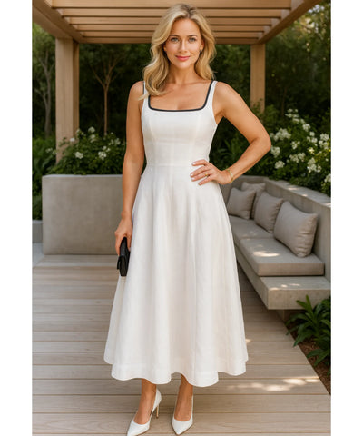 Vestido Longo Elegante Feminino Linho Premium | Danish