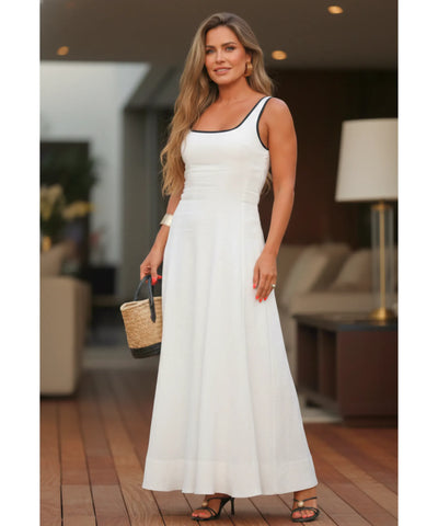 Vestido Longo Elegante Feminino Linho Premium | Danish