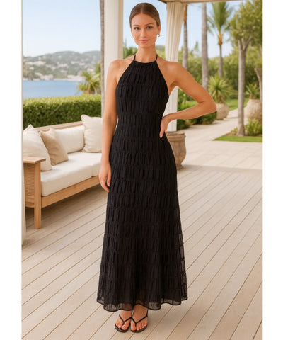 Comprar vestido longo feminino plissado branco elegante alças finas festa casamento barato promoção ZARA
