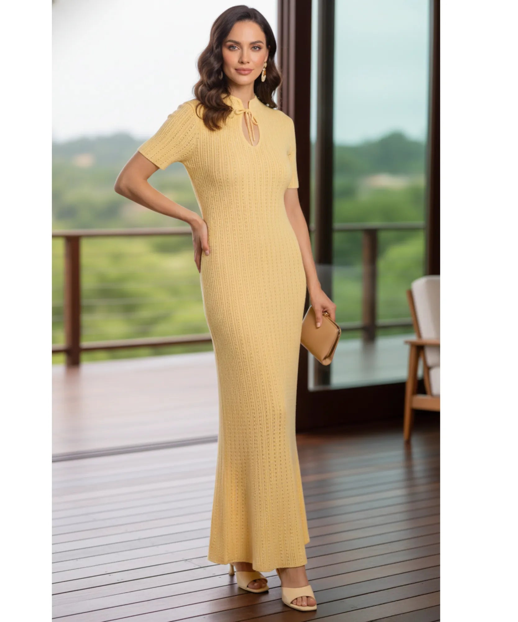 Comprar vestido longo feminino tricot canelado gola alta elegante casual barato em promoção ZARA