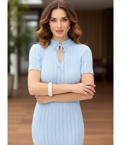 Vestido Longo Feminino Tricot Canelado Gola Alta Elegante | Fia