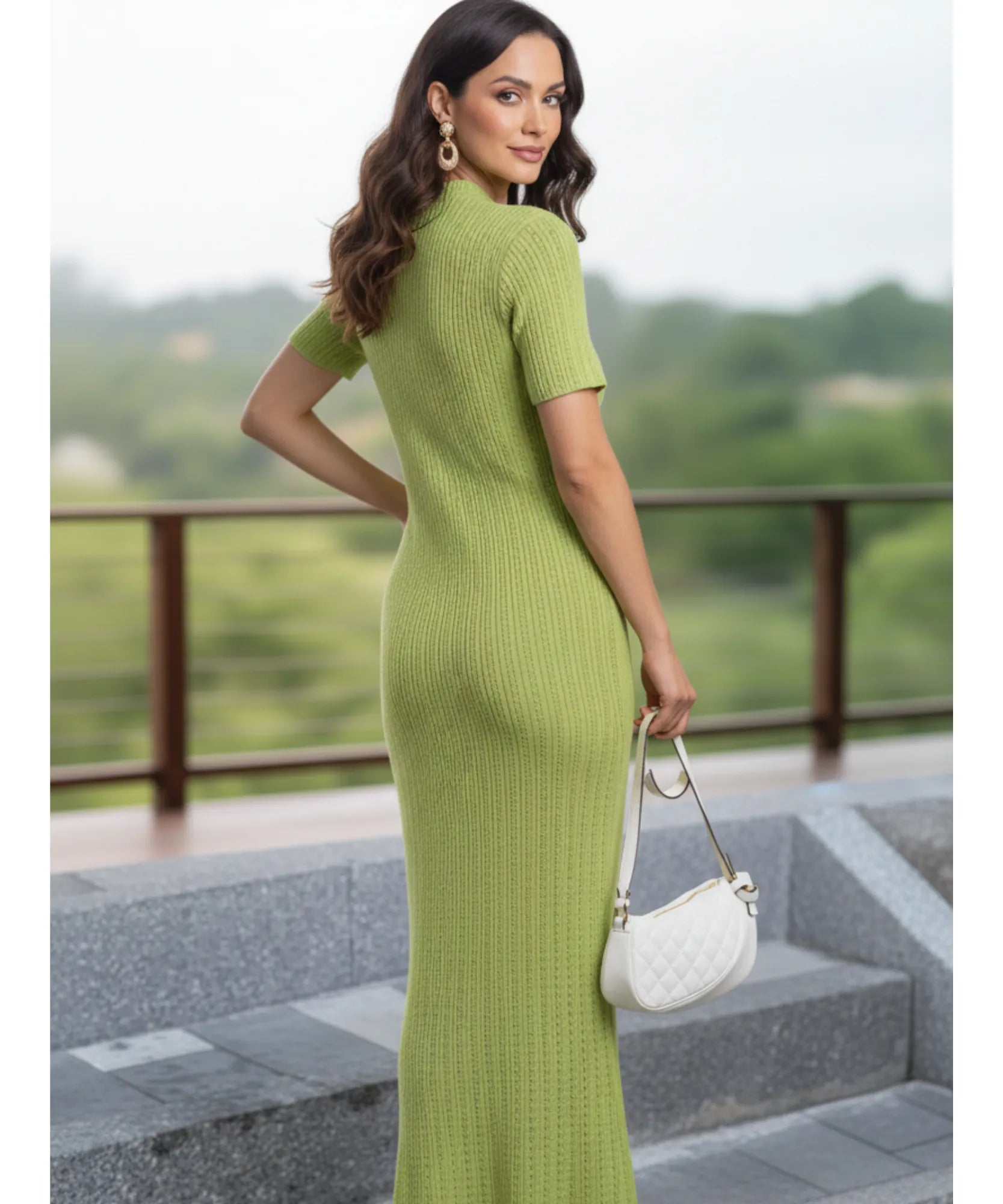 Comprar vestido longo feminino tricot canelado gola alta elegante casual barato em promoção ZARA