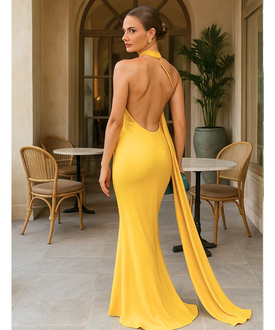 Vestido Longo de Festa Cetim Frente Única Formatura Madrinha | Monis
