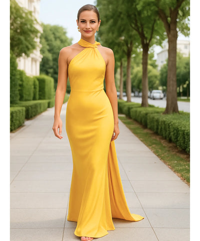 Vestido Longo de Festa Cetim Frente Única Formatura Madrinha | Monis