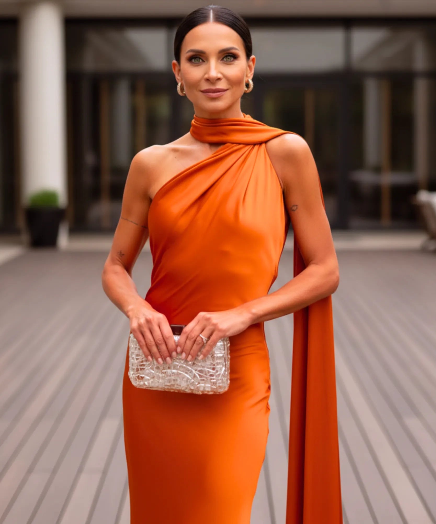 Comprar vestido longo de festa cetim frente única amarração pescoço costas abertas formatura madrinha casamento em promoção  ZARA - LADY DRESS