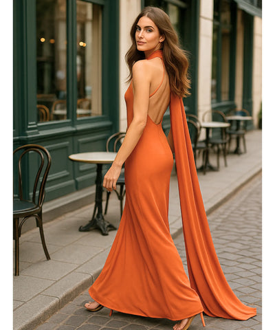 Vestido Longo de Festa Cetim Frente Única Formatura Madrinha | Monis