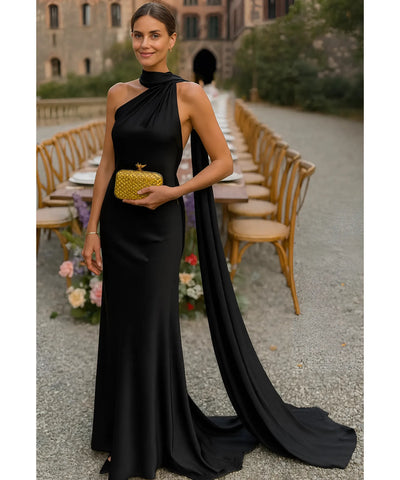 Vestido Longo de Festa Cetim Frente Única Formatura Madrinha | Monis