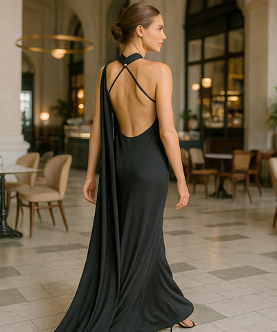 Vestido Longo de Festa Cetim Frente Única Formatura Madrinha | Monis