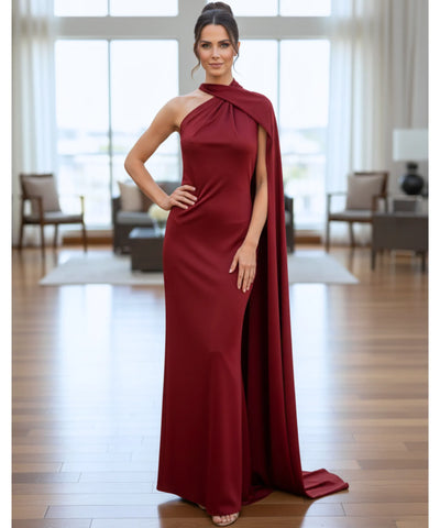 Comprar vestido longo de festa cetim frente única amarração pescoço costas abertas formatura madrinha casamento em promoção  ZARA - LADY DRESS