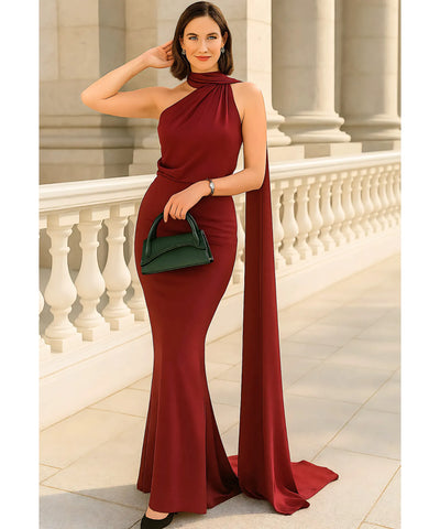 Vestido Longo de Festa Cetim Frente Única Formatura Madrinha | Monis