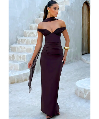 Vestido Longo Festa Ombro a Ombro Tubinho Elegante Casamento | Dora