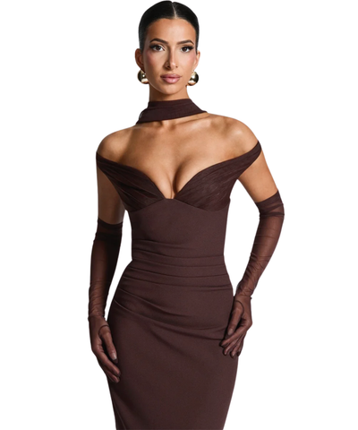 Vestido Longo Festa Ombro a Ombro Tubinho Elegante Casamento | Dora