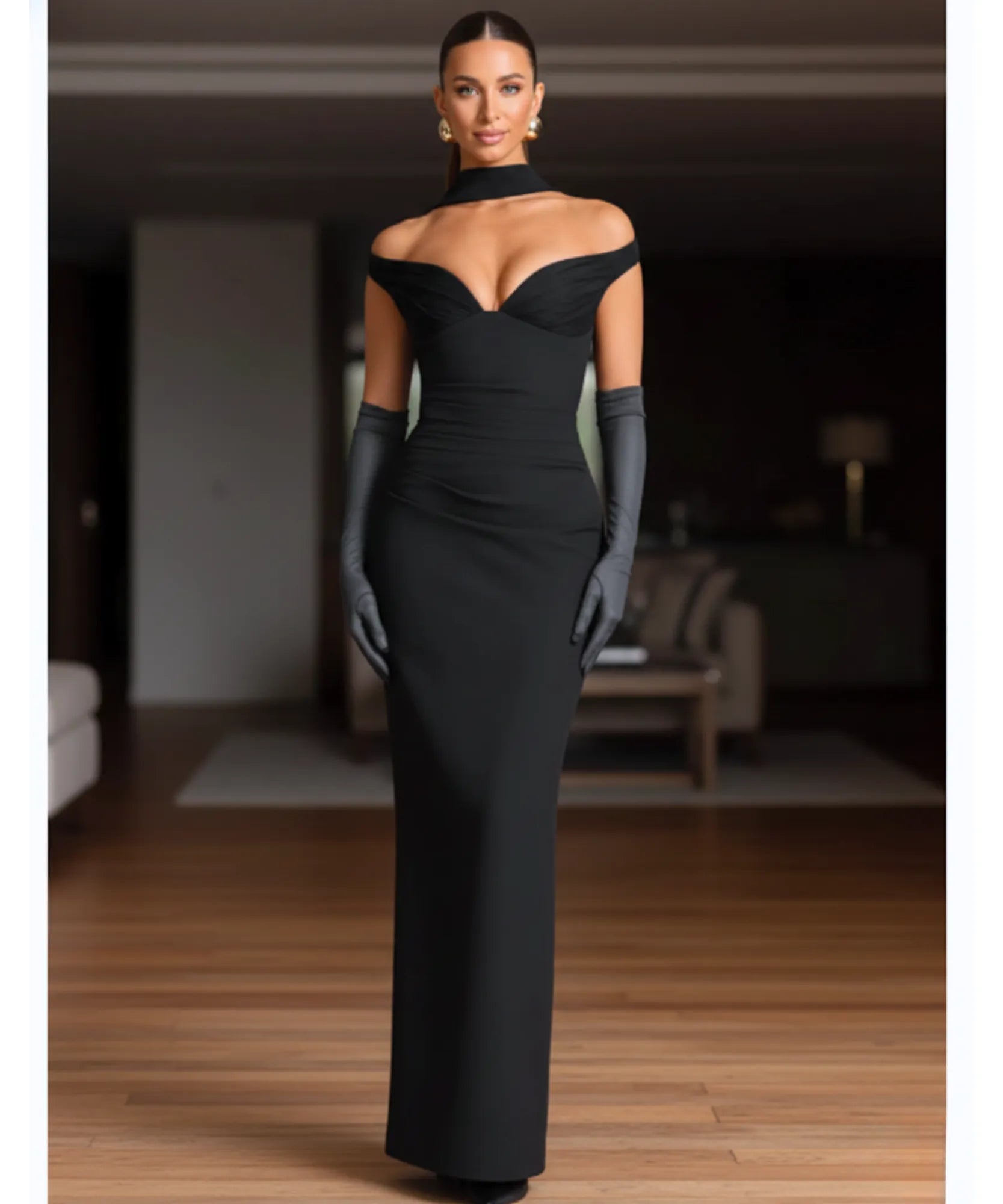 Comprar vestido longo festa ombro a ombro tubinho elegante drapeado casamento formatura em promoção ZARA