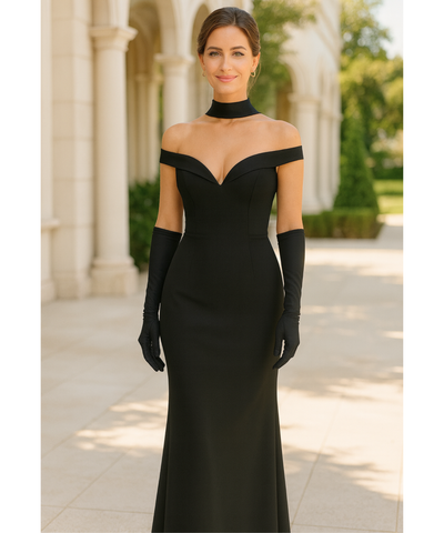 Vestido Longo Festa Ombro a Ombro Tubinho Elegante Casamento | Dora