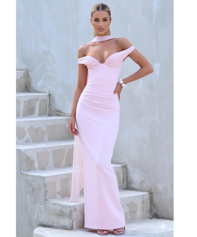 Comprar vestido longo festa ombro a ombro tubinho elegante drapeado casamento formatura em promoção ZARA
