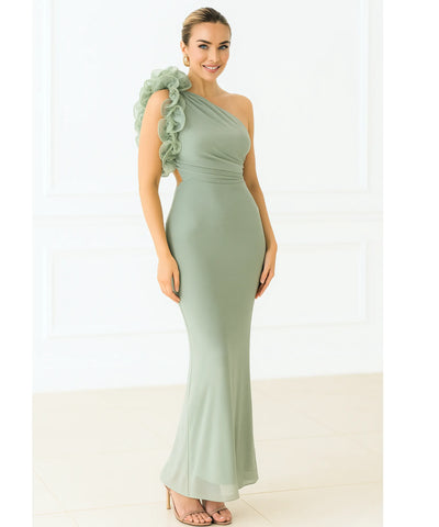 Vestido Longo de Festa Ombro Só Babados Elegante | Maraia